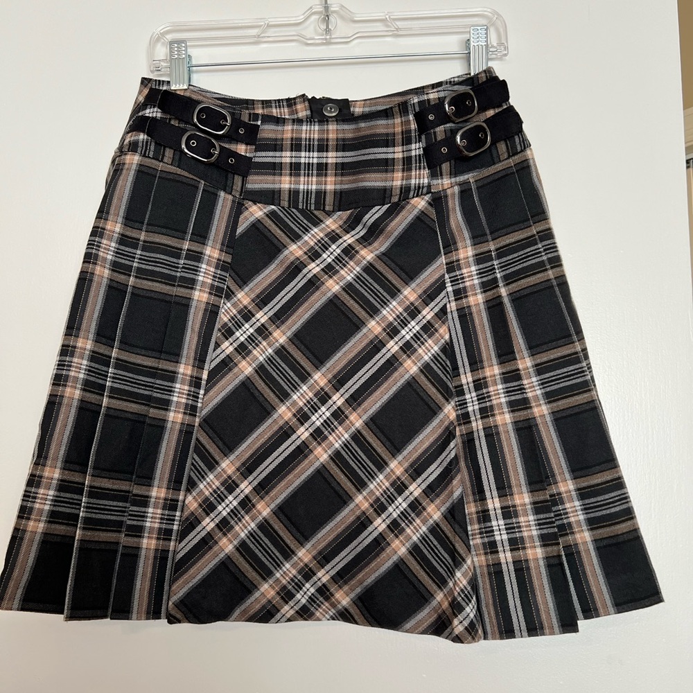 Sz 4 Dark Plaid Academia Pleated Schoolgirl Goth Skirt